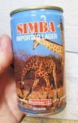 Simba imported Lager Beer Can, African Wildlife Series Giraffe #10, Swaziland