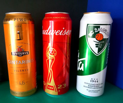 x3 EMPTY BEER CANS ZALGIRIS BASKETBALL BUDWEISER FIFA WOMEN’S FOOTBALL WORLD CUP