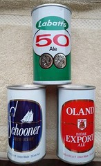 3 VINTAGE DIFFERENT CANADIAN EMPTY BEER CANS – SCHOONER – OLAND – LABATT’S 50