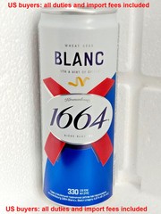 Empty Beer Can KRONENBOURG 1664 Blanc 330 ml. Ukraine 2024 Bottom Open