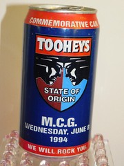 TOOHEYS STATE OF ORIGIN “WE WILL ROCK YOU” very nice 375ml BEER CAN 1994