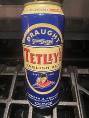 Tetley’s English Ale Leeds England import 14.9 oz aluminum beer can top opened