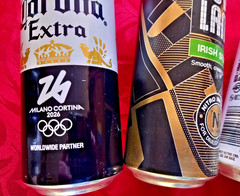 x4 EMPTY BEER CANS CORONA MILANO CORTINA OLYMPIC, LOVE LANE, COBRA, WIMBLEDON 26