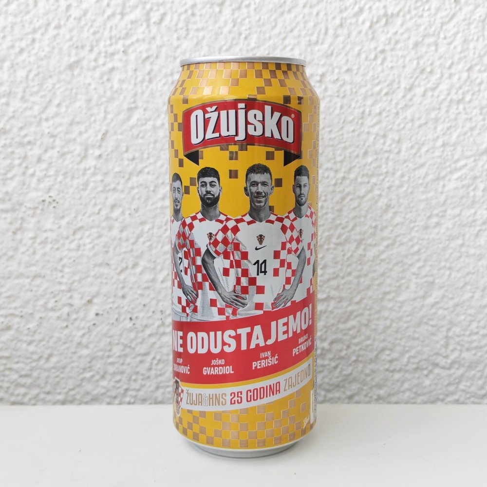Empty UEFA EURO 2024 Ožujsko Beer can; 500 ml/16.9 fl oz; TOP opened (Croatia)