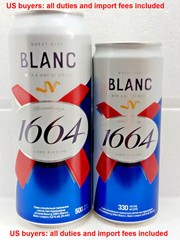 Empty Beer Cans KRONENBOURG 1664 Blanc 330ml 500ml Ukraine 2024 Bottom Open 2pcs
