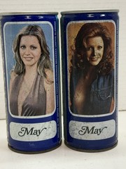 2 Tennent’s Girls Lager Beer “May” Steel Pull Top beer cans 15.5oz Scotland Vtg