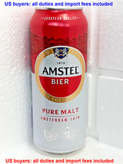 Empty Beer Can AMSTEL by First Private Brewery 500 ml. Ukraine 2025 Bottom Open