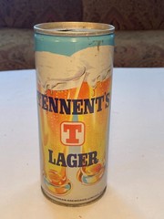 c1970 Tennent Caledonian Lager Sally Girl United Kingdom pull tab Beer Can