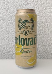 Empty 2025 Karlovačko Lemon Radler Beer can; 500 ml/16.9 fl oz (Croatia)
