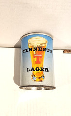 Tennent’s Lager Beer 9 2/3oz pull tab straight steel beer can Scotland