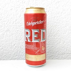 Empty 2023 Edelmeister Red Ale Beer can; 500 ml/16.9 fl oz; TOP opened (Poland)