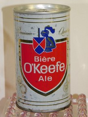 BIERE O’KEEFE ALE BEER – PUSH FIRST TOP 330ml RED & WHITE STEEL BEER CAN 1980’s
