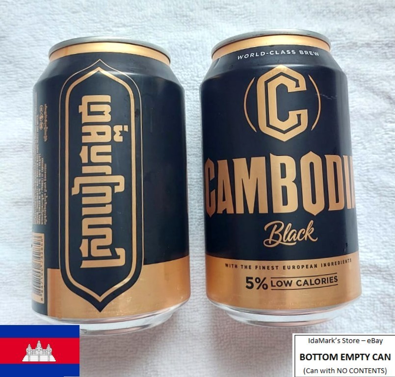 EMPTY – CAMBODIA BLACK BEER Lager can CAMBODIA 330ml Gold 2025 Asia Collect KH