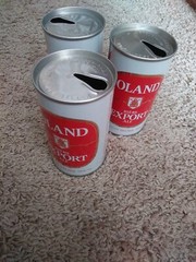 3 VINTAGE OLAND EXPORT ALE STRAIGHT STEEL PULL TAB CANADIAN EMPTY BEER CANS
