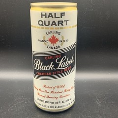 Vintage Beer Can Carling Black Label Canadian Style Beer Half Quart Empty White