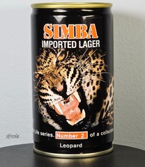 SIMBA #2 LEOPARD AFRICAN WILDLIFE GAME BEER CAN BIG WILD CAT SWAZILAND DARIEN CT