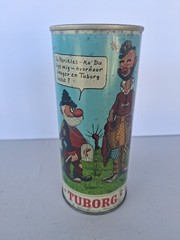 Vintage TUBORG “Cartoon” STEEL Pull-Tab Empty Beer Can – HOLLAND Top Opened