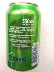 TUBORG GREEN from POLAND 2023 empty beer can 330ml top opened