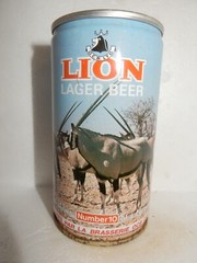 LION Lager Beer #7 GEMSBUCK Steel Beer can from SOUTH AFRICA (340ml) French txt