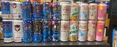 Japan Beer cans x22 EMPTY 350/500 ml x11 PAIR TOP-SEALED Winter SOCCER Astronomy
