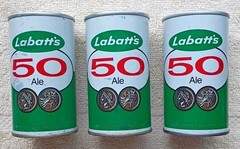 3 LABATT’S 50 ALE EMPTY BEER CANS STRAIGHT STEEL VINTAGE CANADA