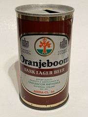 Oranjeboom Dark Lager straight steel empty beer can, Holland