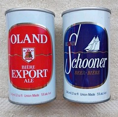 2 VINTAGE DIFFERENT OLAND BREWERIES PULL TAB CANADIAN EMPTY BEER CANS – SCHOONER