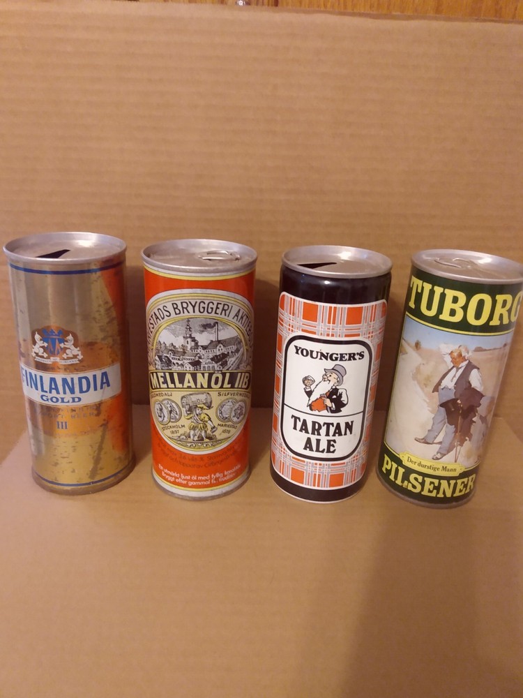 4 Different 16 Oz Foreign International Old Beer Cans
