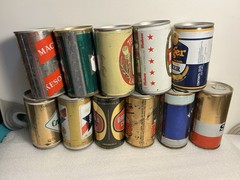 11 DIFFERENT INTERNATIONAL 12OZ. STEEL PULL TAB BEER CANS. FOREIGN COUNTRIES