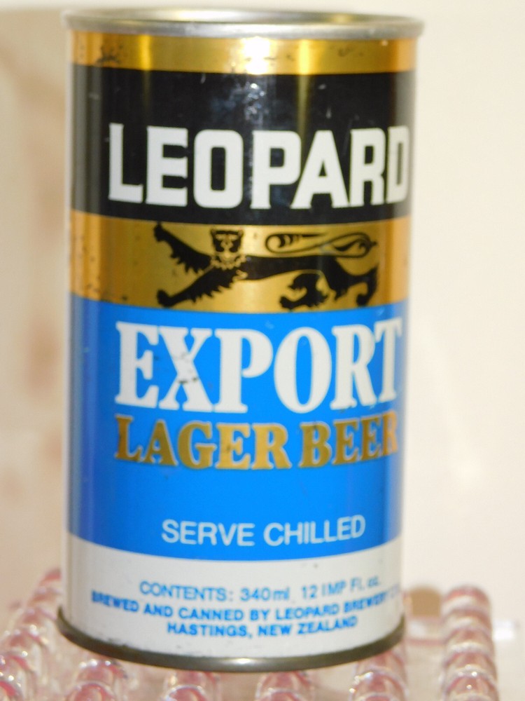 Vintage LEOPARD EXPORT LAGER BEER 12 flo oz GOLD & BLUE WHITE BEER CAN 1970’s
