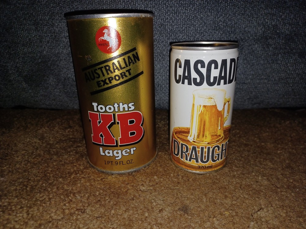 2 Australian Export Beer Cans Tooths KB Lager Cascade Draught Tasmanian…