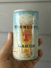 TENNENT’S LAGER TRADEMARK ROUND EDGE STEEL BEER SCOTLAND 333 ML PAT INTRIGUED
