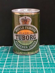 Vintage World Famous Tuborg Pilsener Lager Steel Pull Tab Beer Can England TRAY2