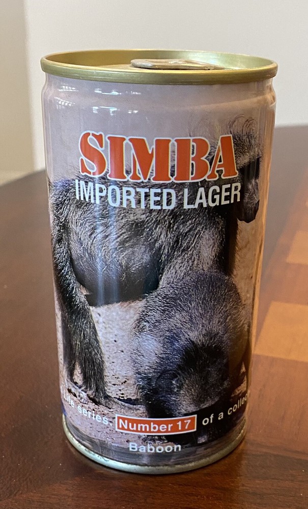 Simba Import Lager Empty Beer Can Bottom Opened African Wild Life 17 Baboon
