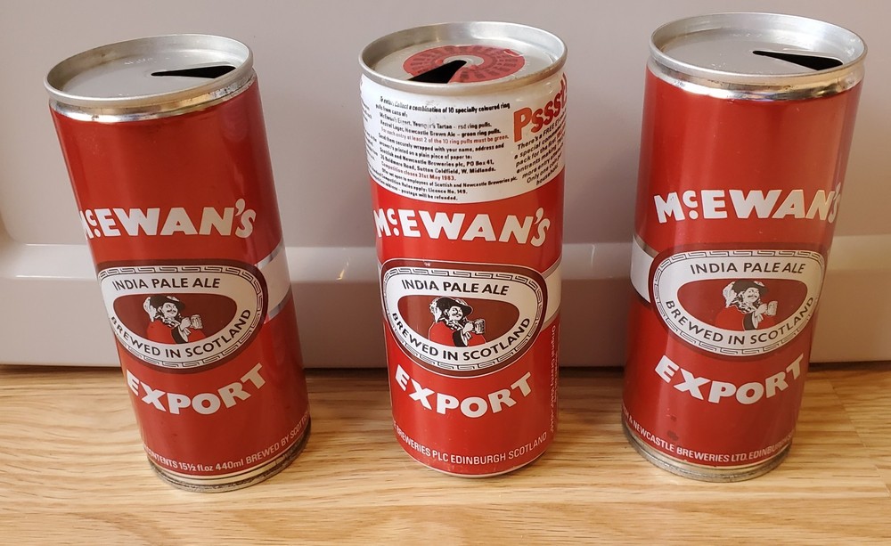 Vintage McEwan’s Export India Pale Ale Beer Cans Lot (3) – 1970s–1983 Scotland