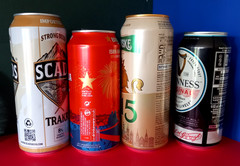 x4 EMPTY BEER CAN GUINNESS ORIGINAL, SCADS TRAKR, ESTRELLA DAMM, LVIVSKE UKRAINE