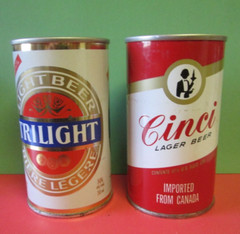2 VINTAGE CARLING O’KEEFE LTD TORONTO STEEL BEER CAN IMPORTED CINCI TRILIGHT