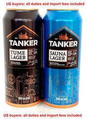 Empty Beer Cans TANKER Lager 500 ml. Lithuania 2025 Bottom Open! – 2 pcs.