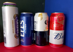 x4 EMPTY BEER CANS WIMBLEDON 26, EFES, CORONA OLYMPIC, BUDWEISER FOOTBALL CUP 26