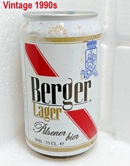 BERGER Empty Beer Can 330ml Netherlands 1992 Top Open Vintage Collectible
