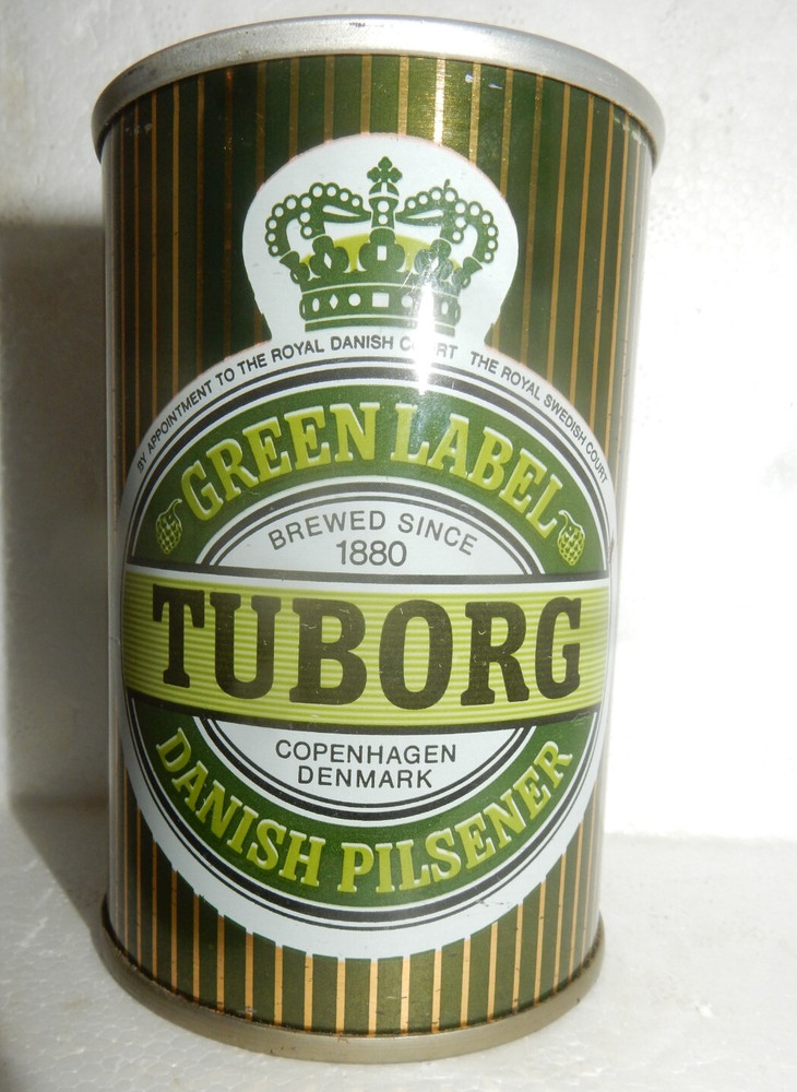 TUBORG Green Label Straight Steel Beer can from DENMARK (27,5cl) Empty Beercan !