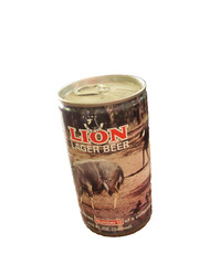 Lion Lager Beer pop top steel Can, bottom opened, Number 12 of 14