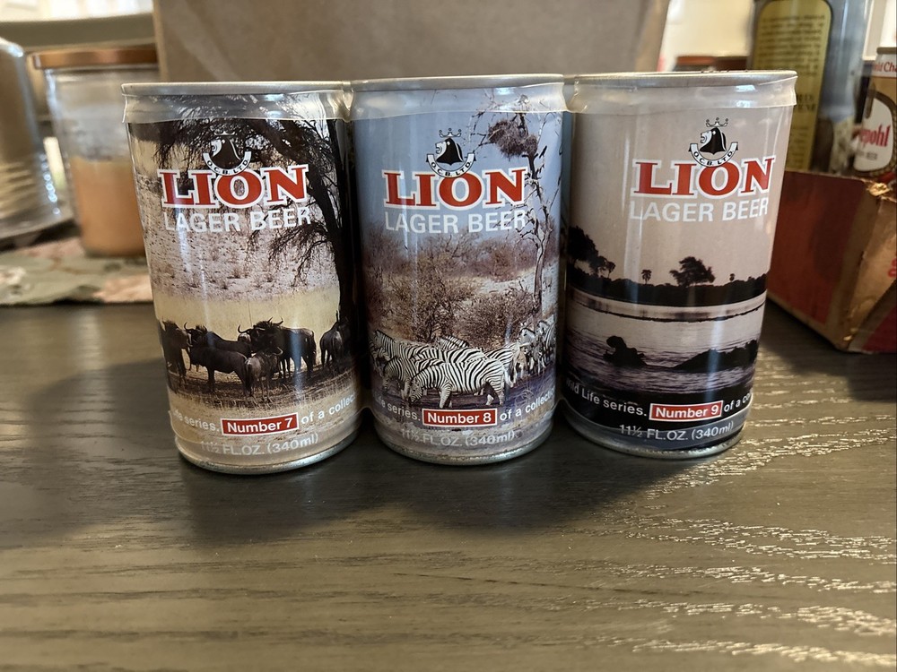 Lion Lager Beer Cans 6 Pk Empty (Numbers 7 to 12 on Cans)