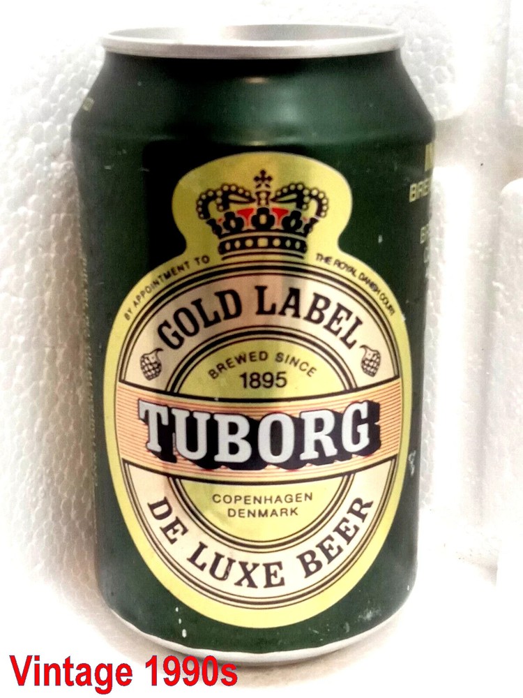 TUBORG De Luxe Empty Beer Can 330 ml Denmark 1990s Top Open Collectible Vintage
