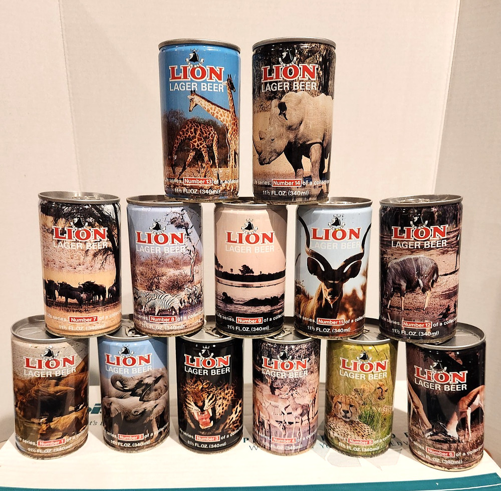 Lion Lager Beer 340ml pull tab beer cans Cape Town, South Africa (13 different)