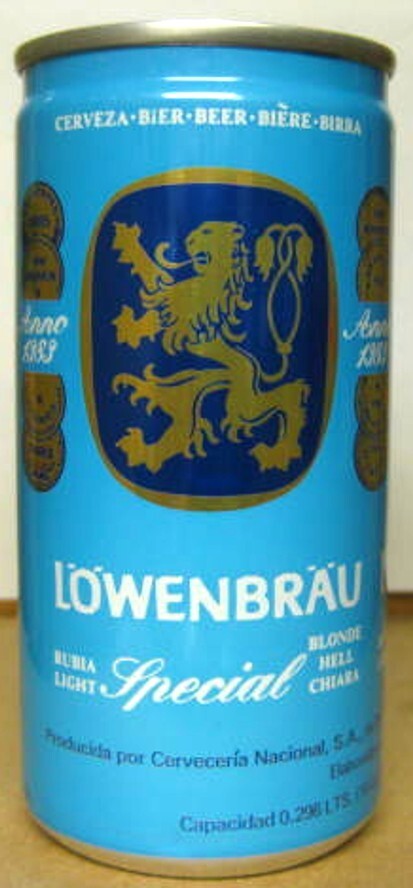 LOWENBRAU SPECIAL CERVEZA 10 OZ Foreign Beer CAN with LIONS, PANAMA, B.O., 1/1+