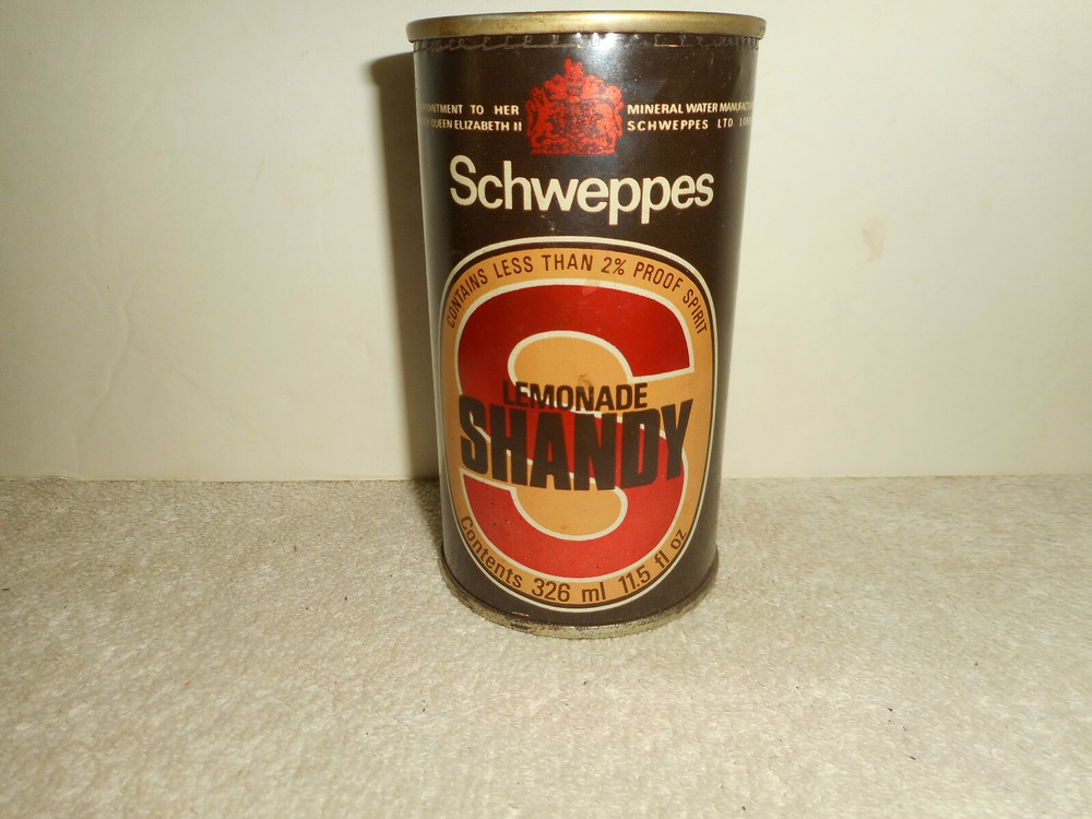 Schweppes Lemonade Shandy Beer Can 11.5 oz Steel Schweppes Ltd. London 1970s