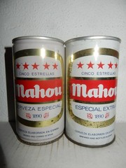 2 Vintage 1970’s MAHOU Beer Steel Cans from SPAIN (350ml) Empty Beercans !!