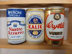 International Beer Cans Italy Nastro Azxurro, Crystall,Bahamas Kalik
