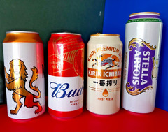 x4 EMPTY BEER CANS MODELO, KIRIN ICHIBAN, WIMBLEDON, BUDWEISER FOOTBALL CUP 2026